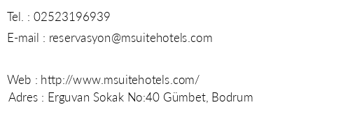 M Suite telefon numaralar, faks, e-mail, posta adresi ve iletiim bilgileri